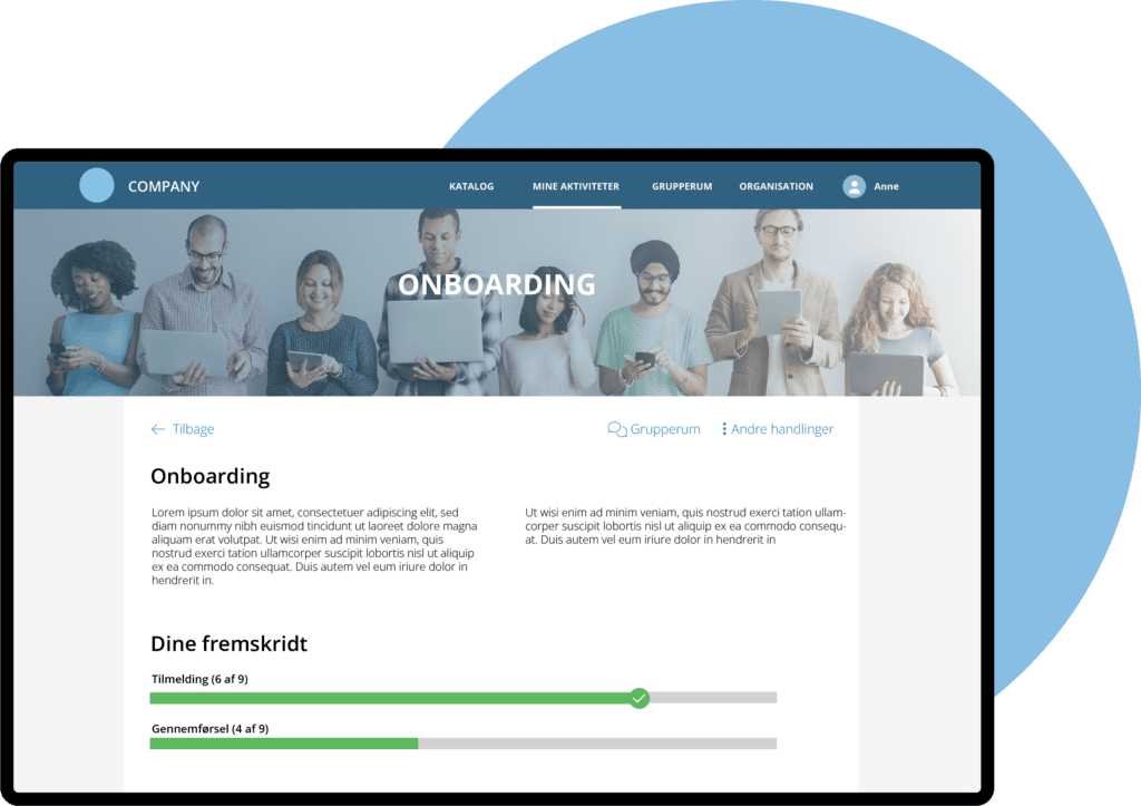 onboarding overblik funktion i plan2learn